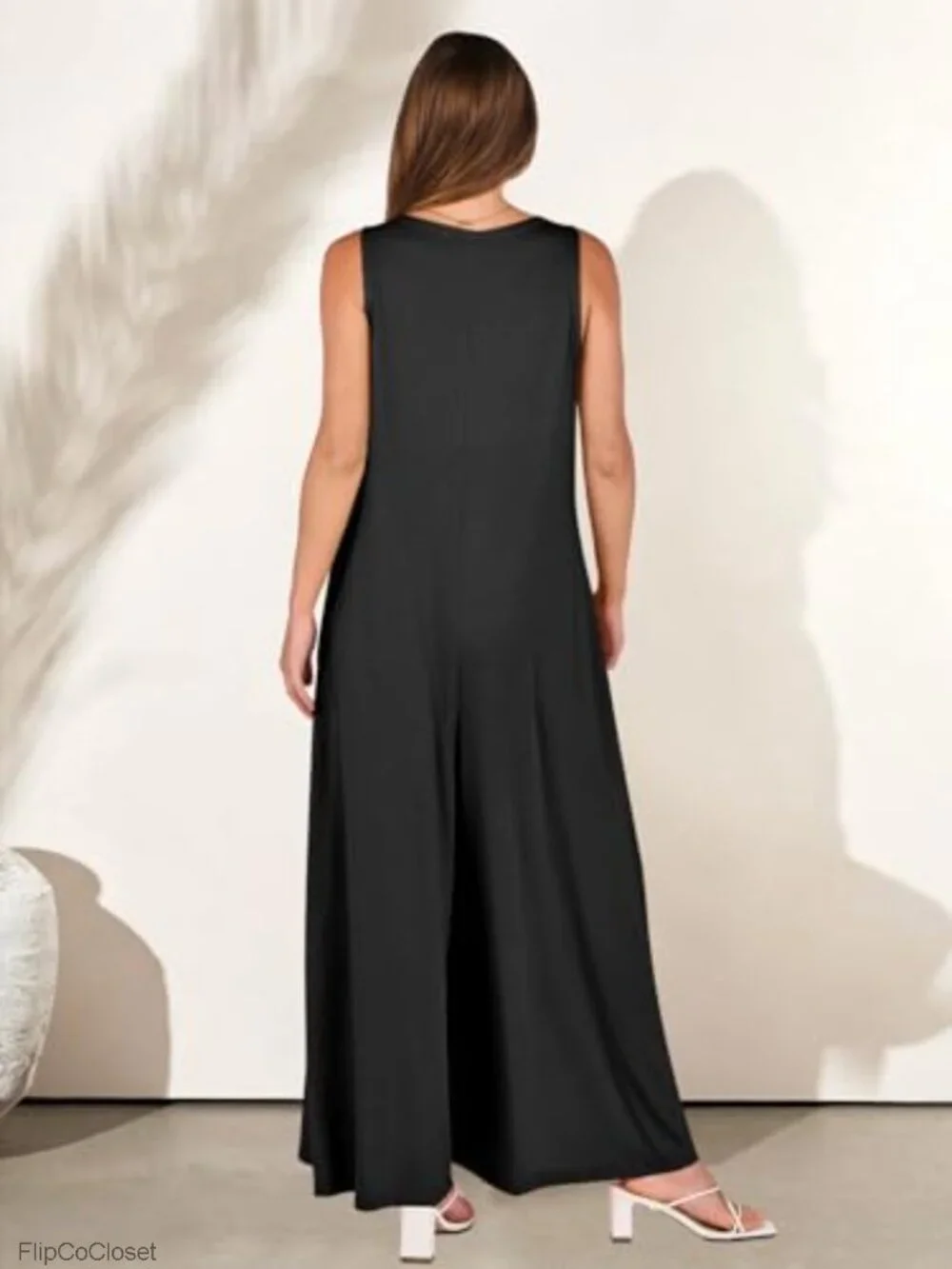 Women's Casual Loose Sleeveless Jumpsuit Wide Leg with Pockets